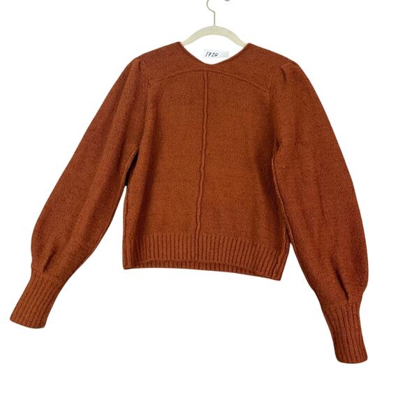 Free People Sweater Womens XS/TP Reverie Burnt Butter V Neck Ballon Sleeve - Picture 6 of 14